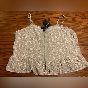 Forever 21 Floral Print Ruffle Hem Tank Top